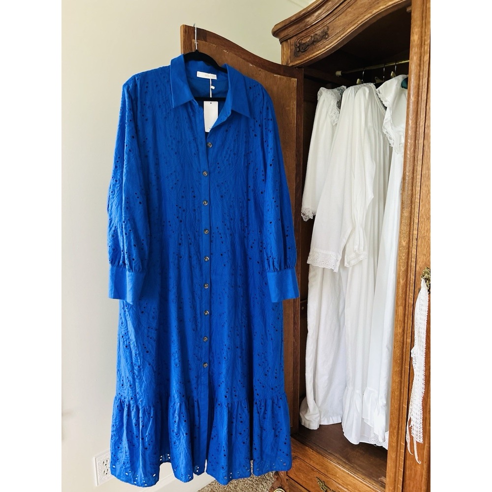 Mango Ming Cobalt Blue Long flow dress  Size‎ 4XL / NWT